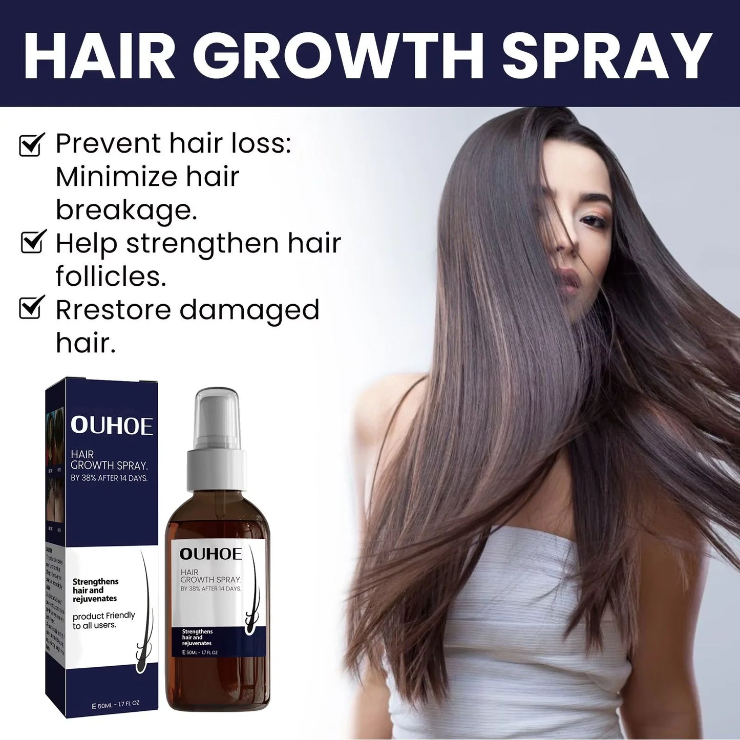 Hair Growth Spray Nourishing Moisturizing Thicker Longer Repair Damage Strengthen Scalp Treatment Hair Care Oil Products 50ml