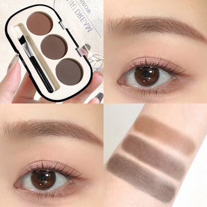 3-color Eyebrow Powder Palette With Eyebrow Brush, Waterproof And Sweatproof Natural Color Rendering Eyebrow Powder Long Lasting