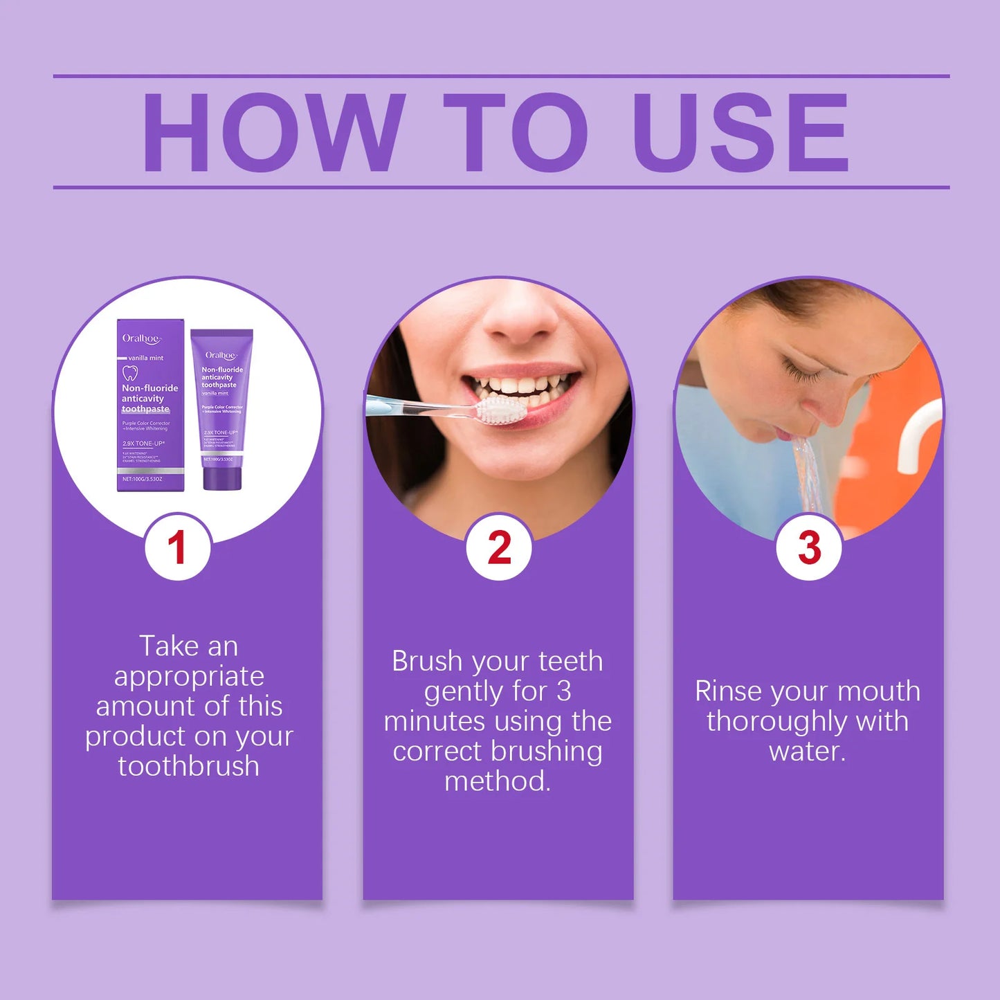 Teeth Restoration Mineral Powder Teeth Whitening Remove Stain Oral Clean Fresh Breath Improve Smell Purple Bleaching Toothpaste