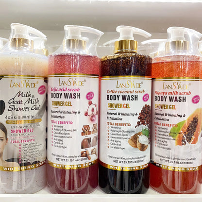 1000ml Scrub bath lotion silky smooth skin foam rich moisture skin toner brighten skin color anti-aging mild lasting fragrance