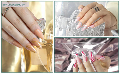 NAILPOP Gel Nail Polish Liner 8ML 5 Colors Nail Art Paint Gel for French Tips Swirls DIY Manicure Soak Off UV Cure with Brush