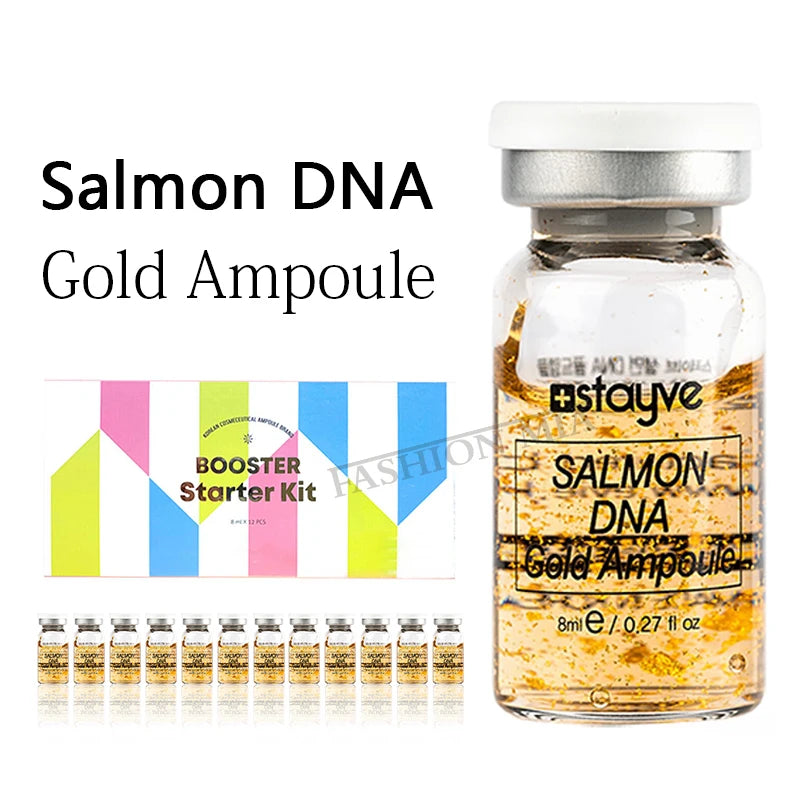 Stayve 8ml Salmon DNA Gold Ampoule Booster Serum Kit Repair Face Lighten melanin Brightening Whitening Moisturizing Care Skin