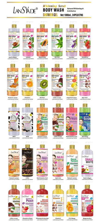 1000ml Scrub bath lotion silky smooth skin foam rich moisture skin toner brighten skin color anti-aging mild lasting fragrance