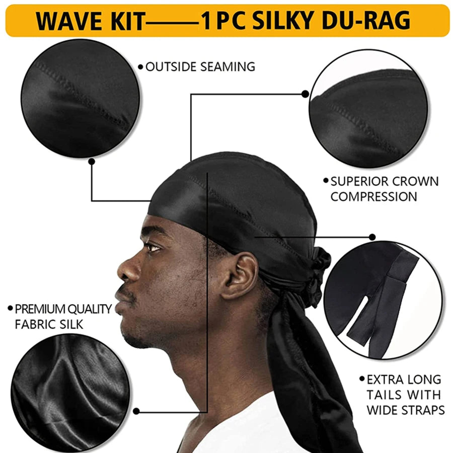 Shea Butter Wave Control Pomade Kit 360 Style Strong Hold Long Lasting Curly Hair Cream With Brush Silk Rag Cap Tool Accessony