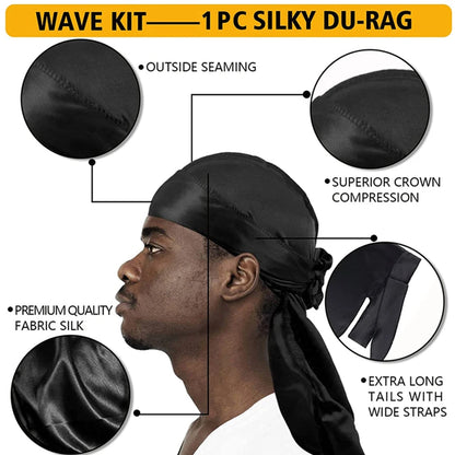 Shea Butter Wave Control Pomade Kit 360 Style Strong Hold Long Lasting Curly Hair Cream With Brush Silk Rag Cap Tool Accessony