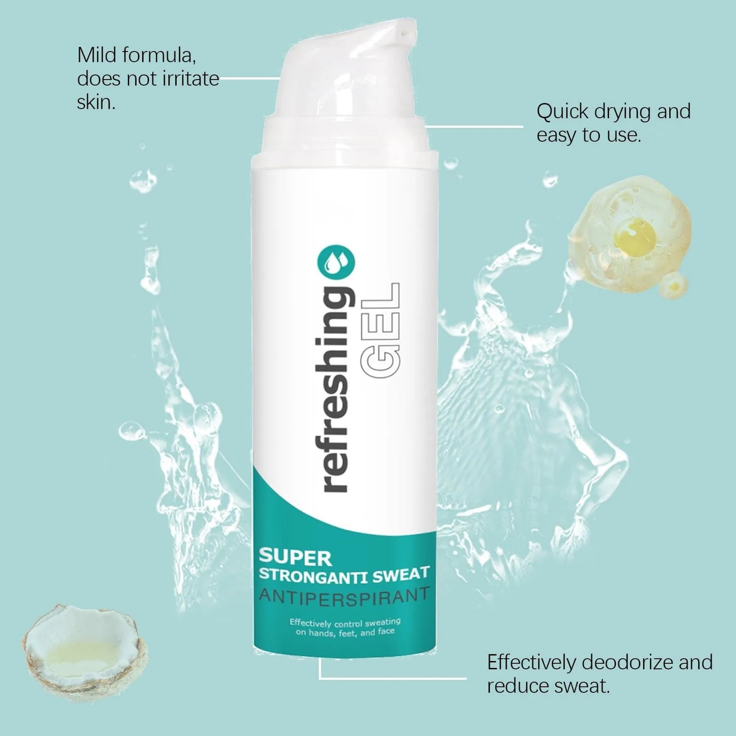 Antiperspirant Gel 50ml Against Sweaty Hands, Sweaty Feet And Sweating On The Face, Against Armpit Odor, Against Heavy Sweating