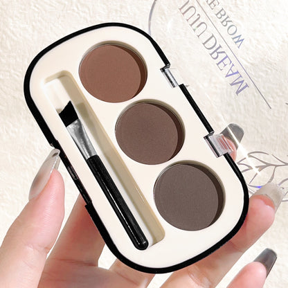 3-color Eyebrow Powder Palette With Eyebrow Brush, Waterproof And Sweatproof Natural Color Rendering Eyebrow Powder Long Lasting