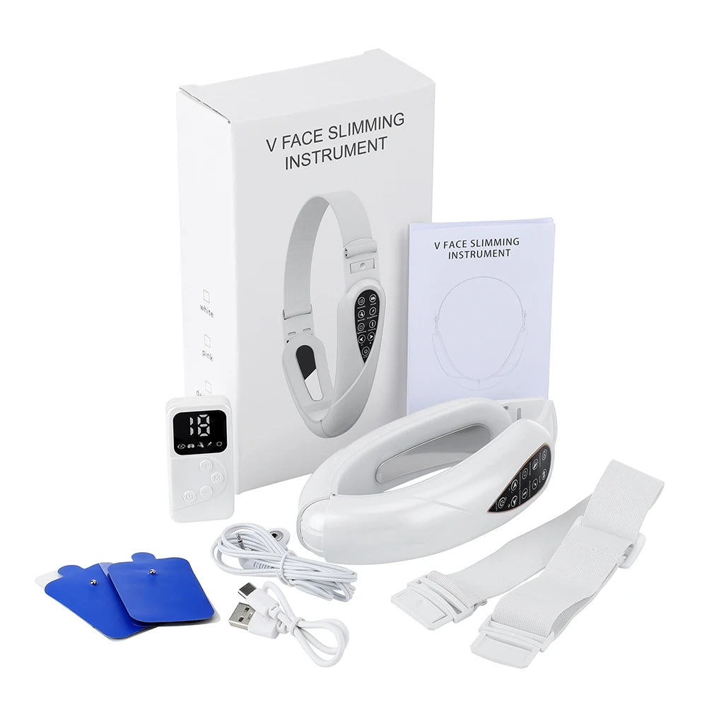 V Face Lifting Device TENS Micro-current Photon Rejuvenation Slimming Facial Massager With Pulse Massage Patch Remote Control