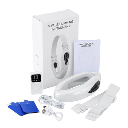 V Face Lifting Device TENS Micro-current Photon Rejuvenation Slimming Facial Massager With Pulse Massage Patch Remote Control
