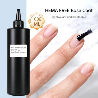 1000ML Super Shiny HEMA FREE Top Coat Base Coat Nail Art Gel Varnish Semi Permanent No Wipe UV Gel Varnish Clear Tempered Top