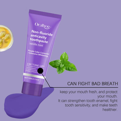 Teeth Restoration Mineral Powder Teeth Whitening Remove Stain Oral Clean Fresh Breath Improve Smell Purple Bleaching Toothpaste