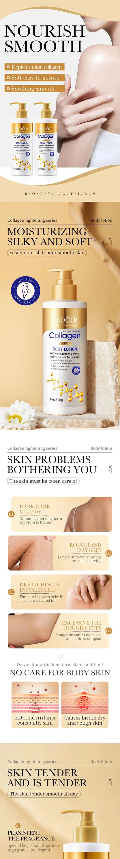 Collagen Milk Bleaching Face Body Cream Whitening Skin Moisturizing Lotion Lightening Care