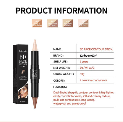 Contouring Stick with Double-headed Multi-use Contour Stick Contouring Foundation Contour Makeup Concealer Stick Pencil Cosmetic