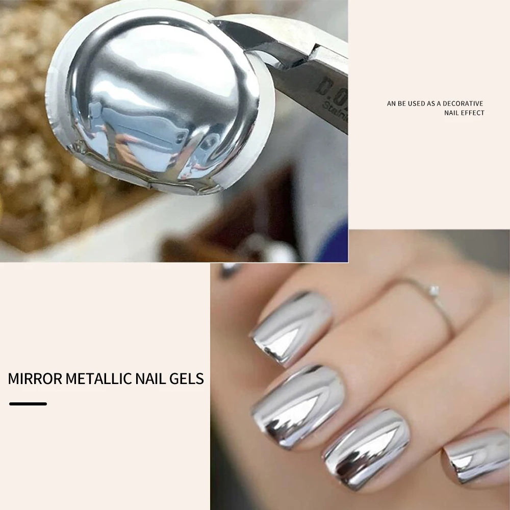 1Jar Silver Mirror Metallic Painting Nail Art Gel Mirror Effect Thick Liquid Nail Polish UV Soak Off Gel Line Drawing Varnish &3