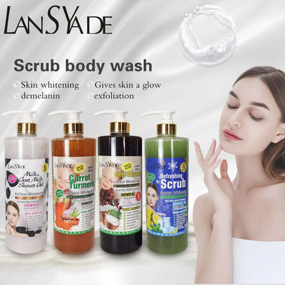 1000ml Scrub bath lotion silky smooth skin foam rich moisture skin toner brighten skin color anti-aging mild lasting fragrance
