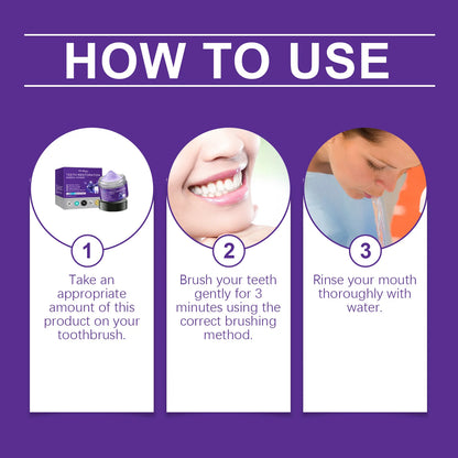 Teeth Restoration Mineral Powder Teeth Whitening Remove Stain Oral Clean Fresh Breath Improve Smell Purple Bleaching Toothpaste