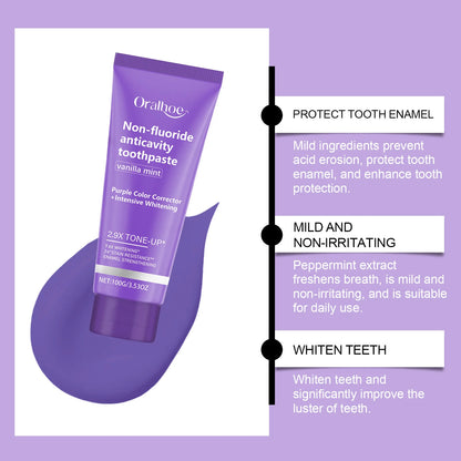 Teeth Restoration Mineral Powder Teeth Whitening Remove Stain Oral Clean Fresh Breath Improve Smell Purple Bleaching Toothpaste