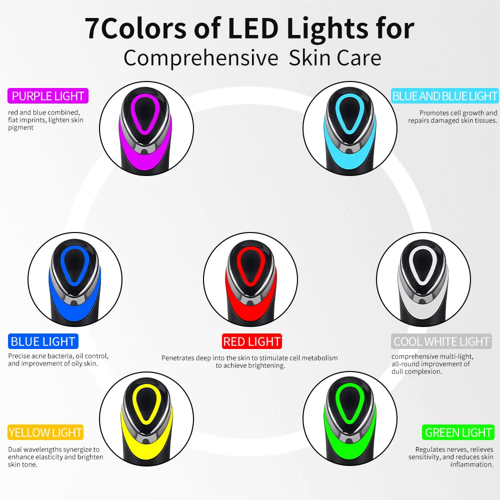 Electric Vibrating Age-R Booster Pro 7 Colors Led Facial Light Therapy Anti Wrinkle Brightening Beauty Device Rejuvenation Tool