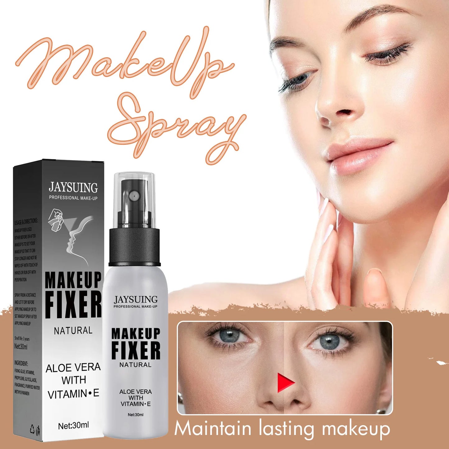 30ml Makeup Setting Spray For Face Transfer-proof Long-lasting Oil-free  No Separation Refreshing Quick Fixer Makeup Spray