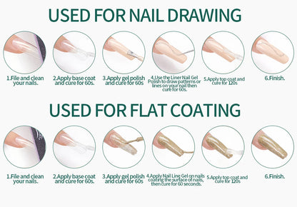 NAILPOP Gel Nail Polish Liner 8ML 5 Colors Nail Art Paint Gel for French Tips Swirls DIY Manicure Soak Off UV Cure with Brush